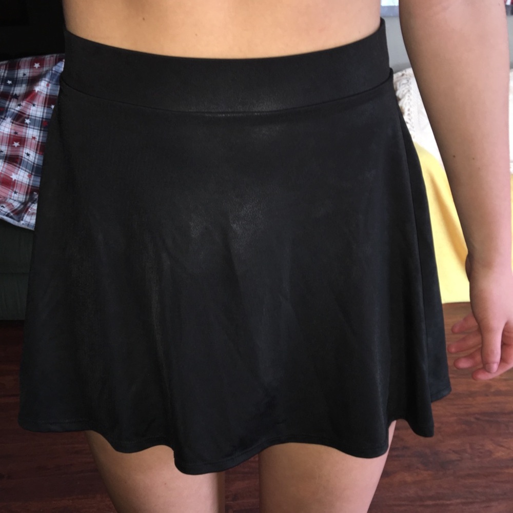matte black mini skater skirt
